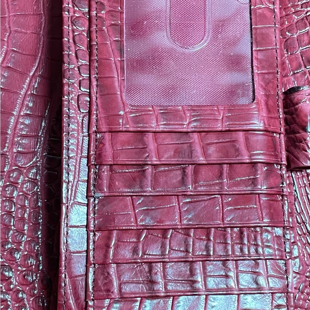 Brahmin Elisa Lg Hobo Crimson Croc-Embossed Shoulder Bag with matching wallet. - Picture 16 of 16